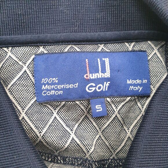 Vintage Dunhill Golf Polo Shirt Mens Small Blue Diamond Long Sleeve Italy - Picture 4 of 10